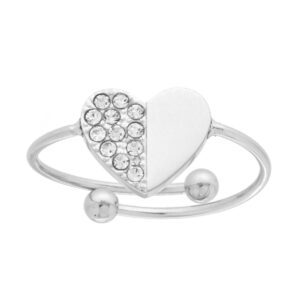 Ring mit Herz aus Stahl und weißem Kristall für Frauen