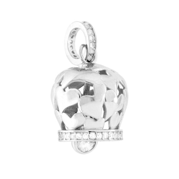Anhänger Engelsglocke mit Herzen und weißen Zirkonia in Sterling Silber 925
