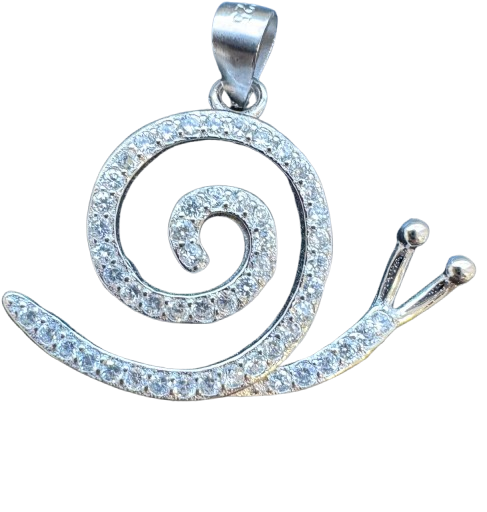 Anhänger Schnecke mit weißem Zirkonia in Sterling Silber 925
